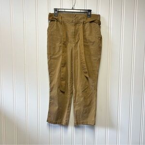 Cabi Belted Pull-On Pants Size 8 Tan Lyocell Blend Cropped Casual Comfort